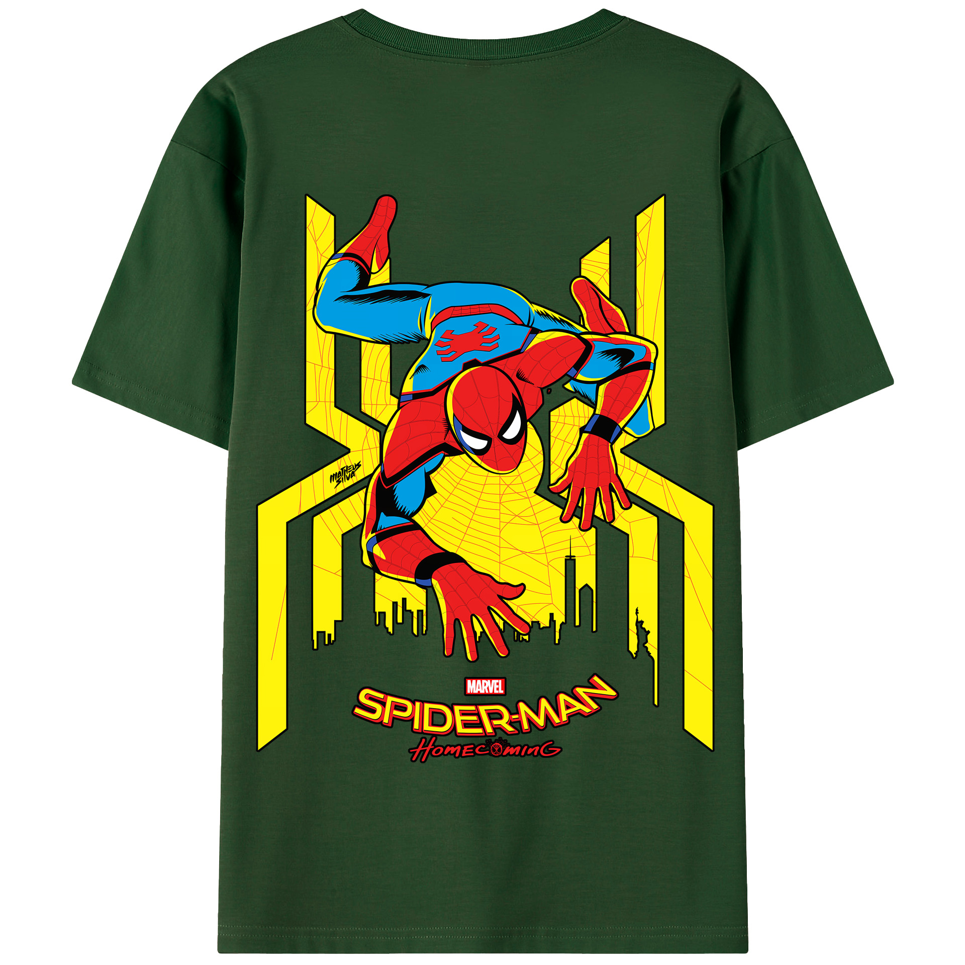 （画像用） Spider Man スパイダーマン 綿100％半袖Tシャツ（背面プリント）
